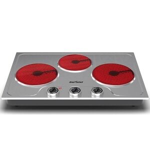 SUNVIVI 3 Burner Electric Cooktop 1800W Portable Ceramic Stove Tested 120v